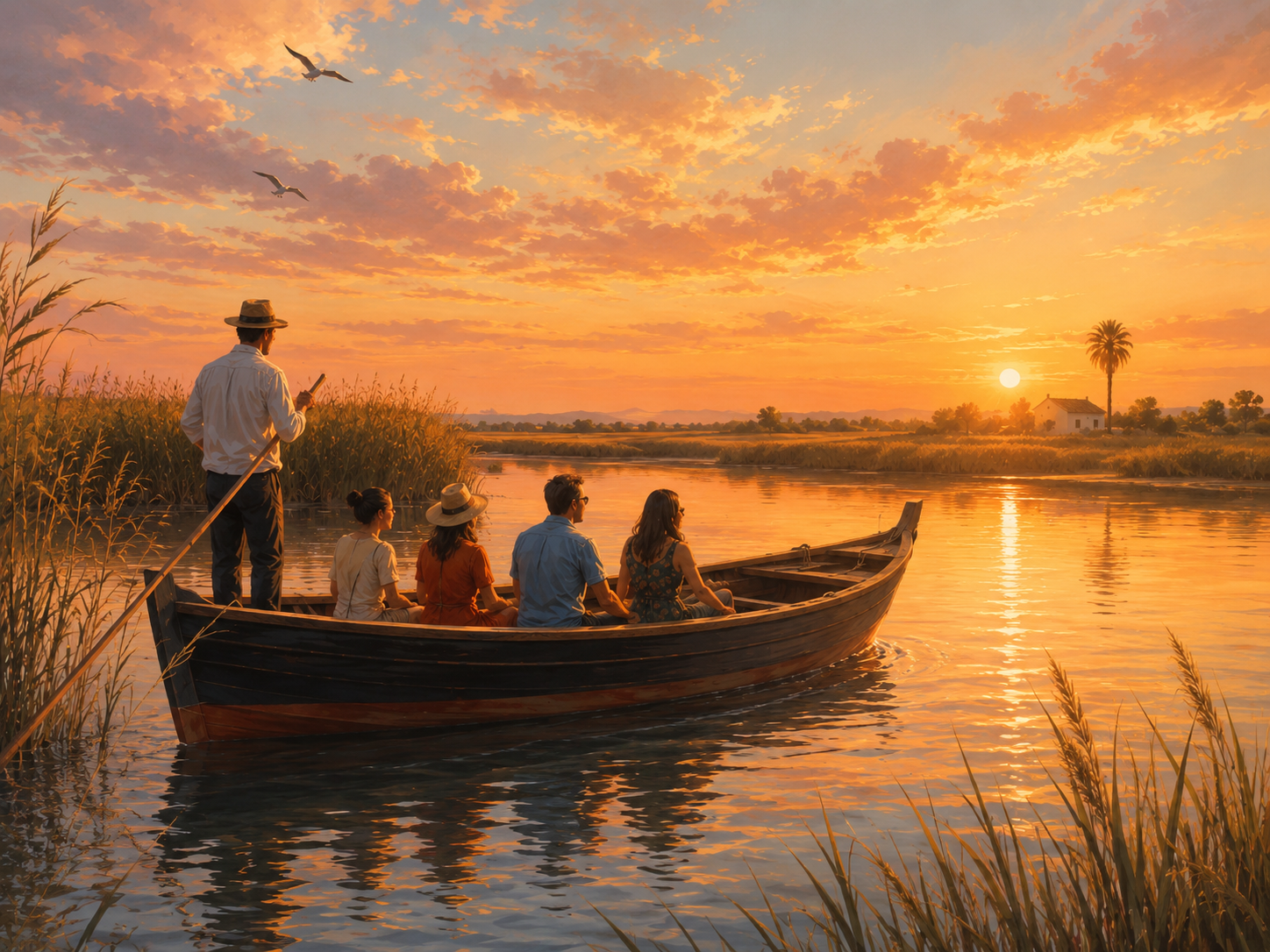 Paseo en barca al atardecer en la Albufera